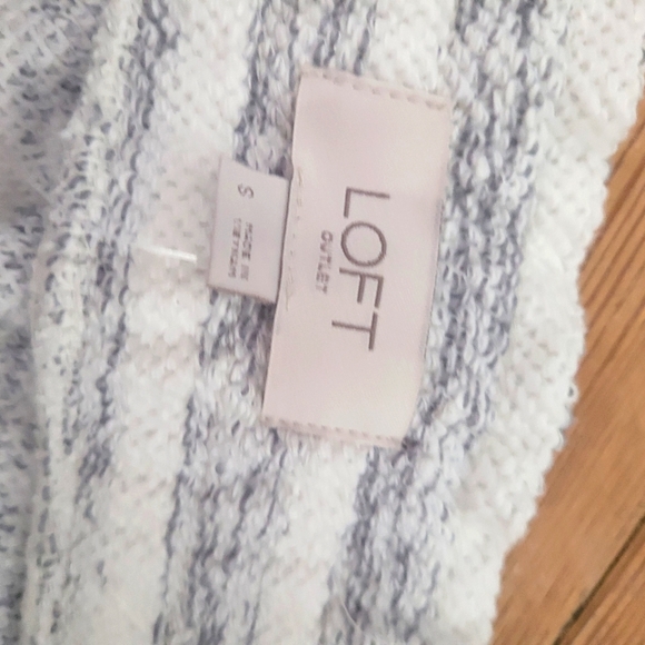 LOFT Terry Cotton Blend Tie Waist Mini Skirt Grey and White Stripe Pocke… - Picture 5 of 6